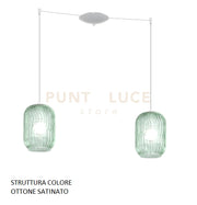 SOSPENSIONE OTTONE SAT. 2 LUCI SPOSTABILE VETRI VERDE 1181OS-S2 S-VE