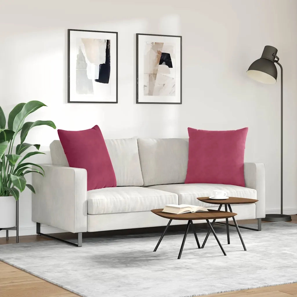 Cuscini da Divano 2 pcs Rosso Vino 80 x 80 cm Tessuto in Cords 42014062