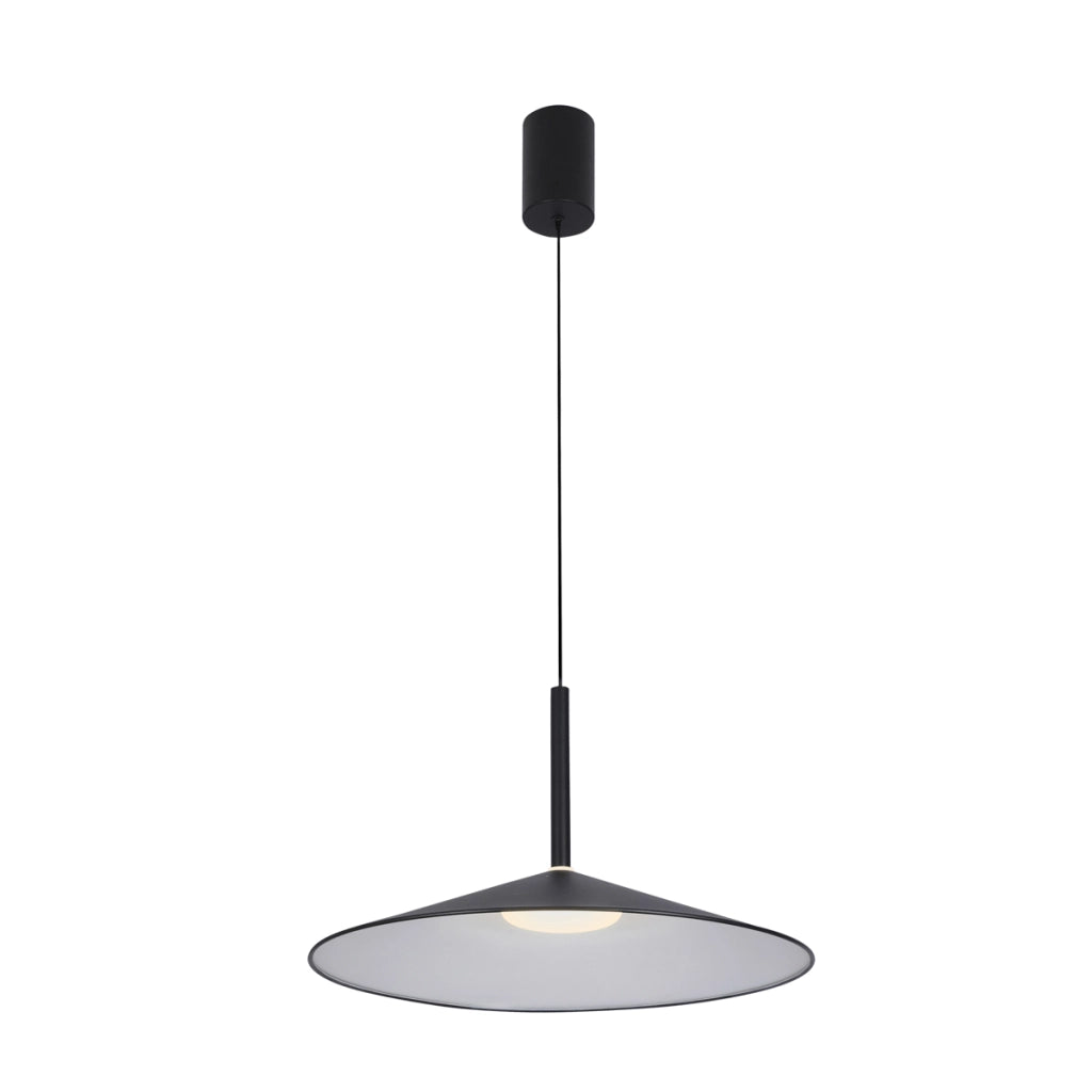 Lampada a sospensione nera cono piatto LED 9W Sardena