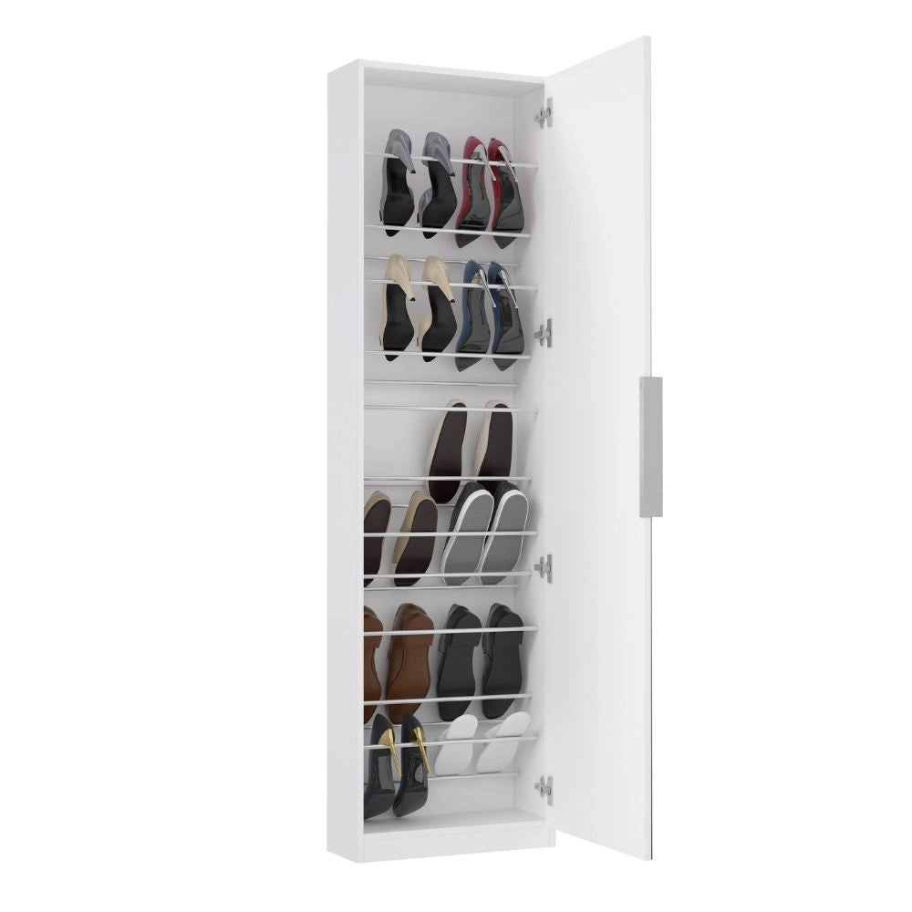 Scarpiera Nyx bianca con anta a specchio reversibile 50x20x180H