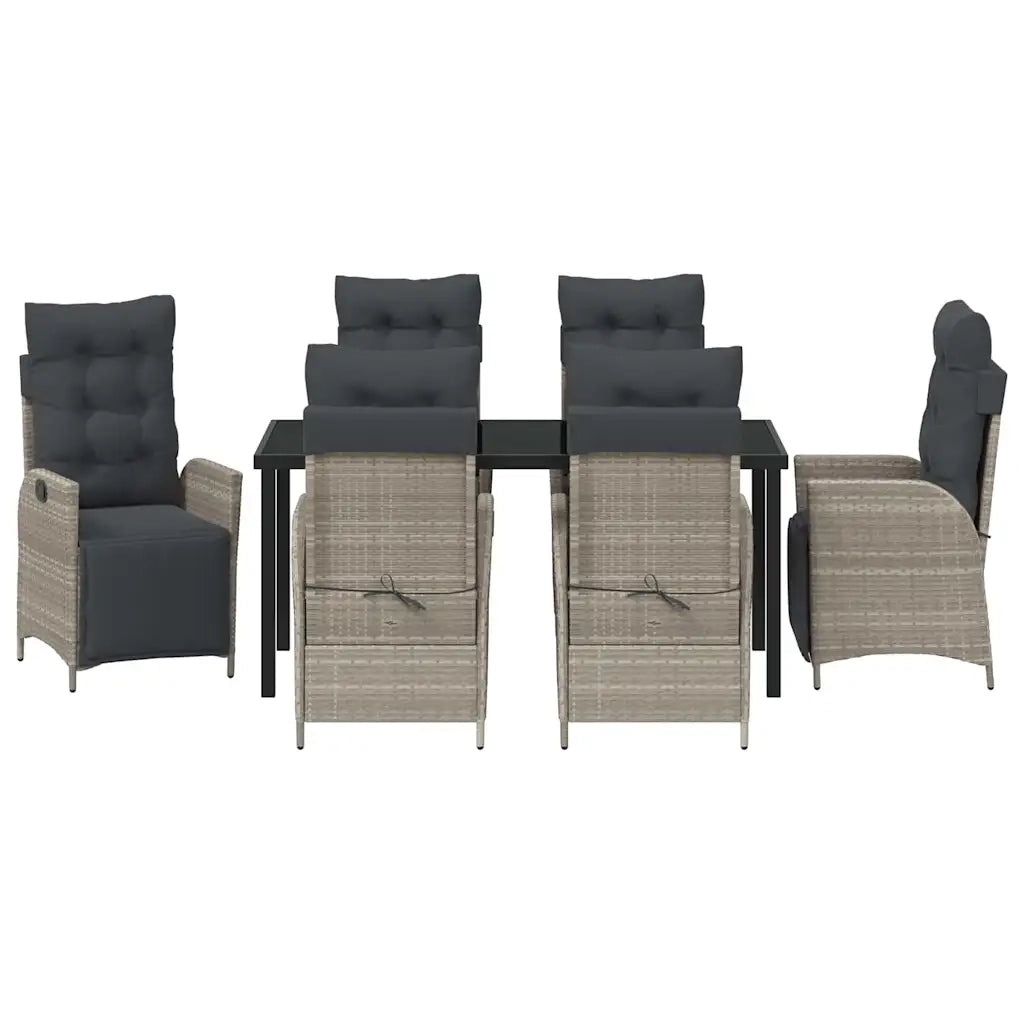 Set da Pranzo per Giardino 7 pcs Grigio chiaro polyrattan