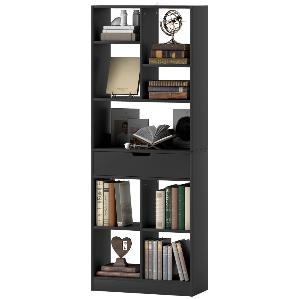 Libreria in Legno con Cassetto ¨C Minimal ¨C Nero 60x26x158