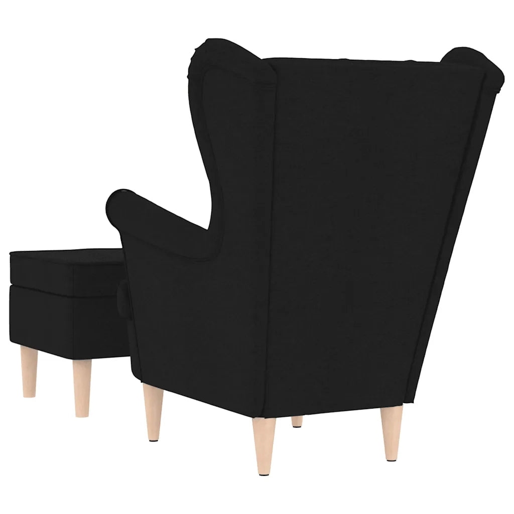 Poltrona con Poggiapiedi Nera in Tessuto 3307991