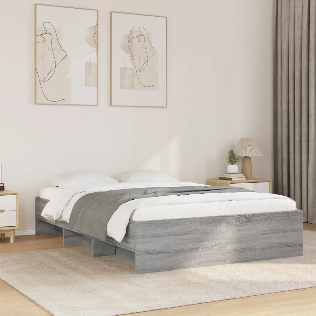 Letto matrimoniale | Letto per adulti | Giroletto Grigio Sonoma 120x200 cm in Legno Multistrato