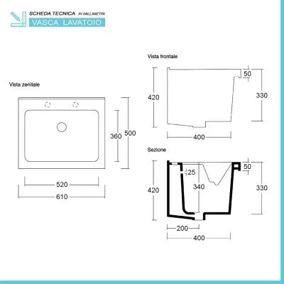 Mobile Lavatoio in ceramica Grigio 60x50 cm ideale per interni