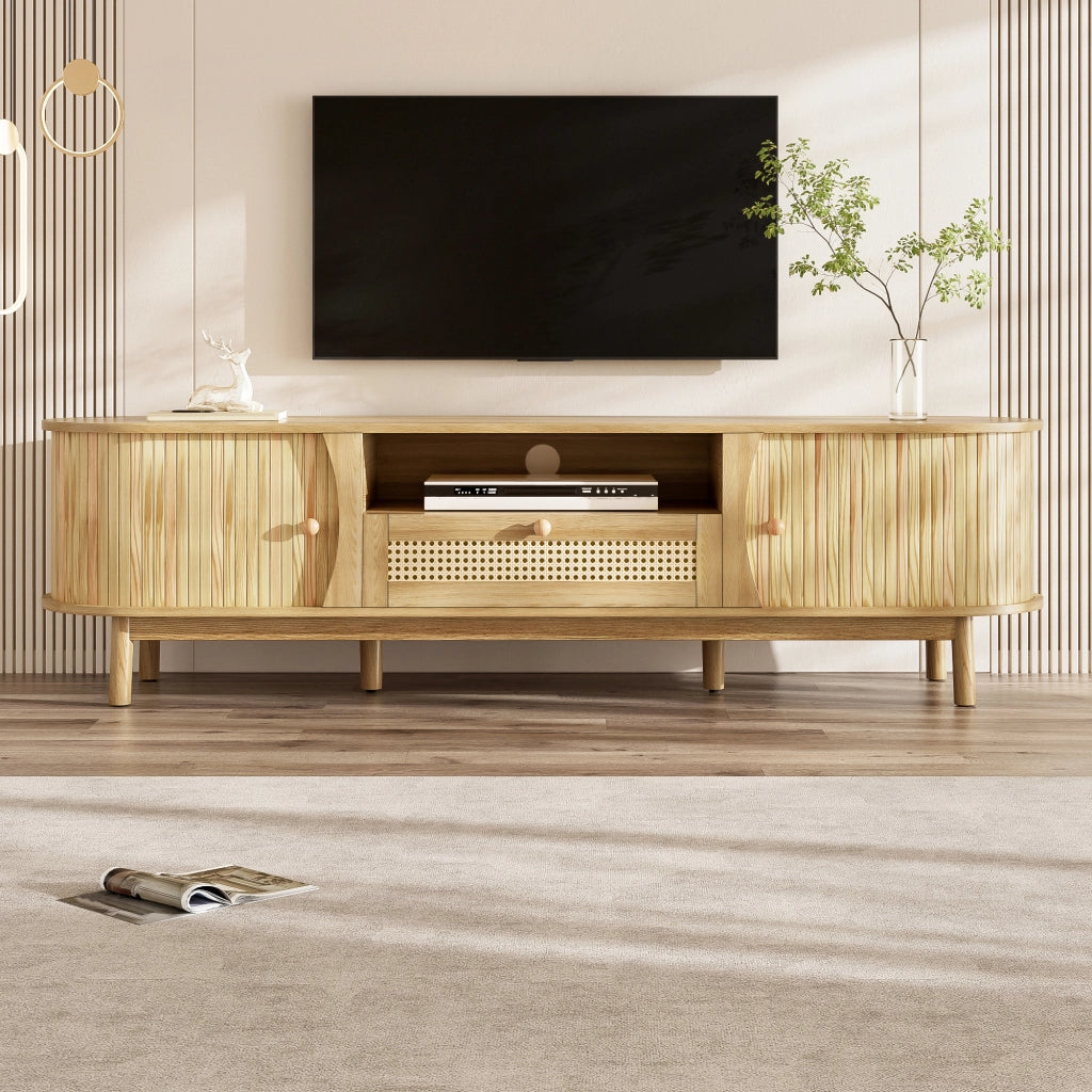 Cassettiera TV in MDF naturale; lunghezza 165 cm