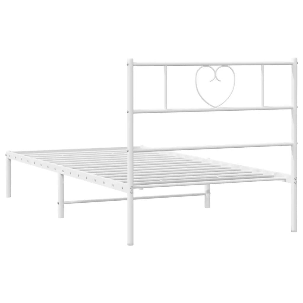 Letto singolo | Letto per adulti | Giroletto senza Materaso con Testiera Metallo Bianco 75x190 cm