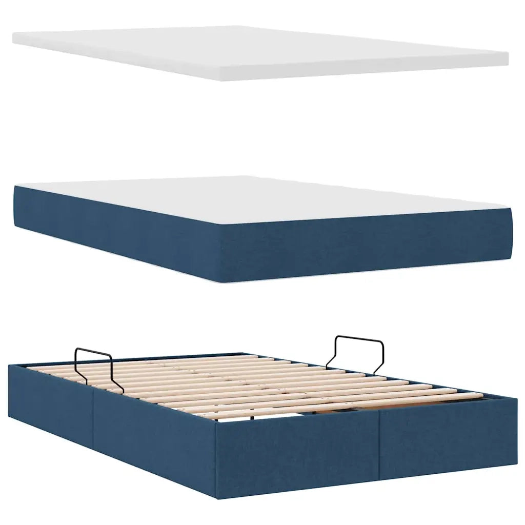 Letto con contenitore e LED con led Blu 120 x 190 cm Tessuto 3371198