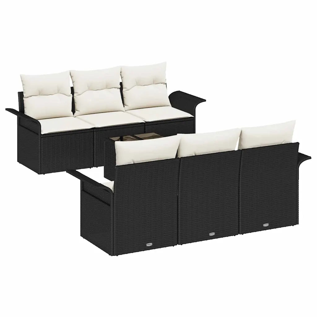 Set Divano da Giardino con cuscino 7 pcs Nero polyrattan 3345247