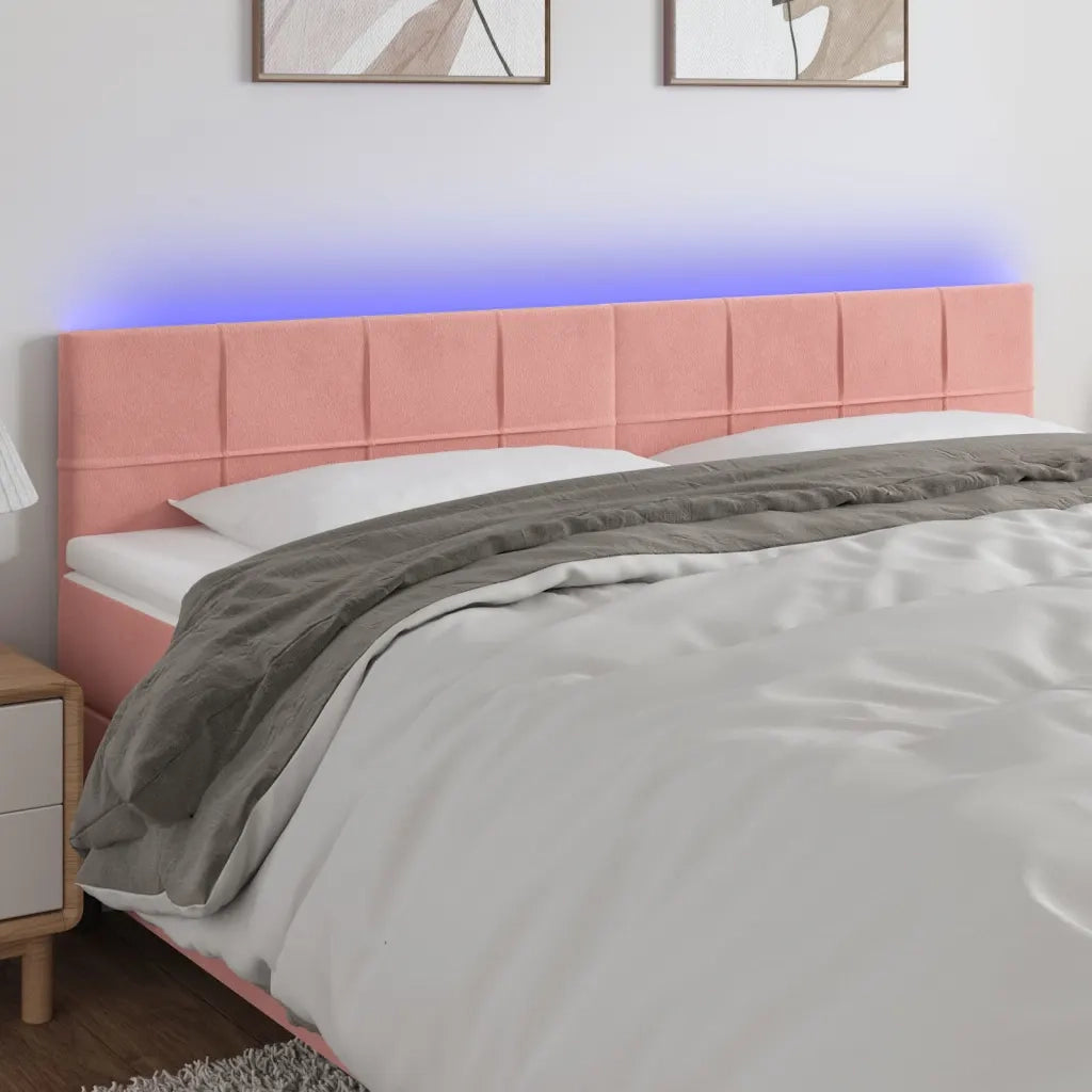 Testiera | Testata a LED Rosa 200x5x78/88 cm in Velluto