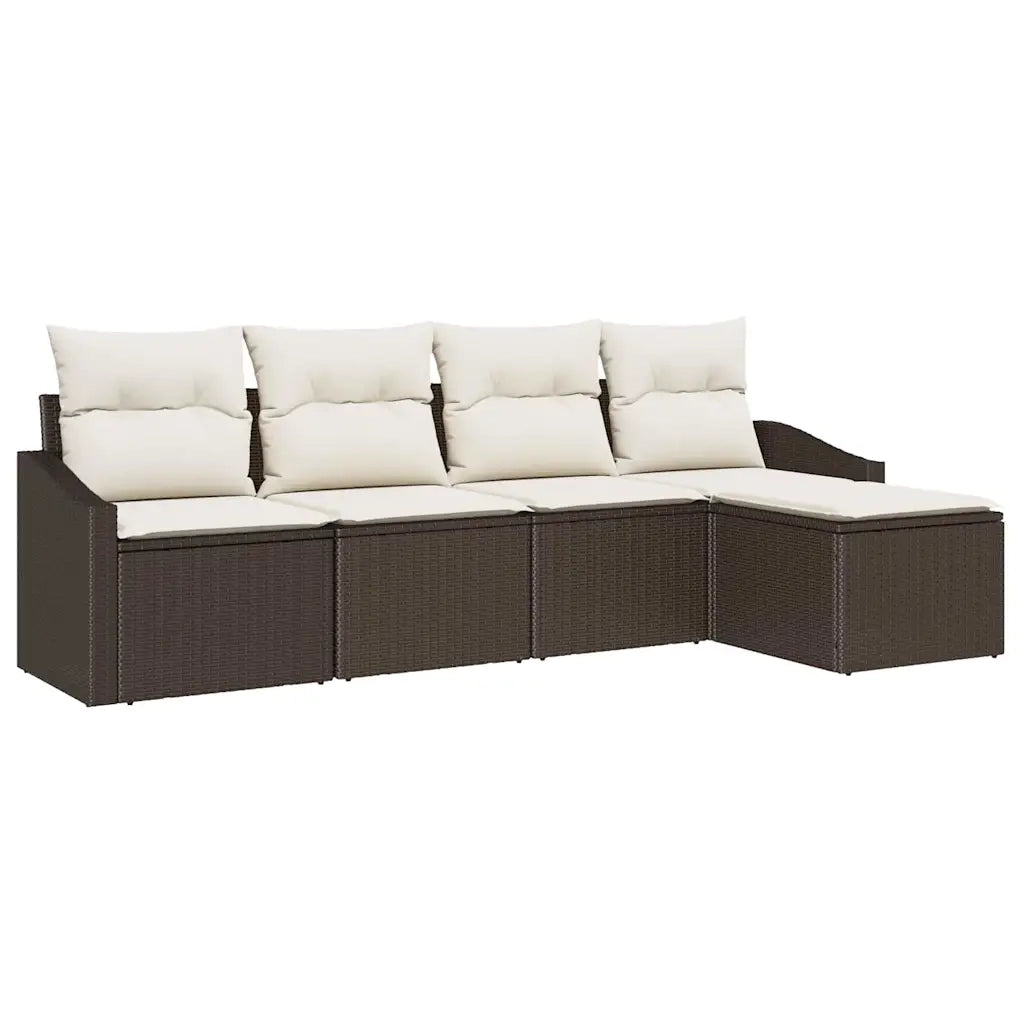 Set di divani con cuscino 5 pcs Marrone polyrattan 3346678