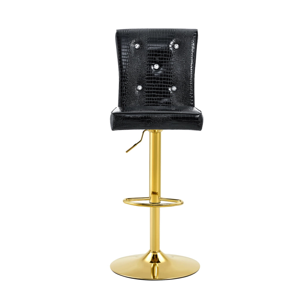 Sedie da Bar Vintage ¨C MINIMAL ¨C Similpelle Nera, Design con Cristalli, Set 2 Pezzi