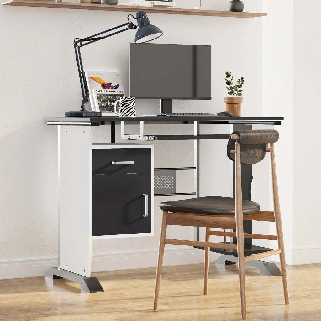 Scrivania computer design in MDF nero e bianco ¨C Minimal ¨C 100x52x75 cm