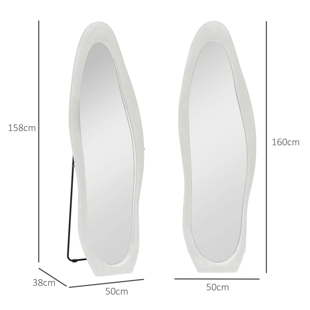 Specchio da Terra con Cornice in Velluto ¨C Minimal ¨C Bianco 160x50 cm