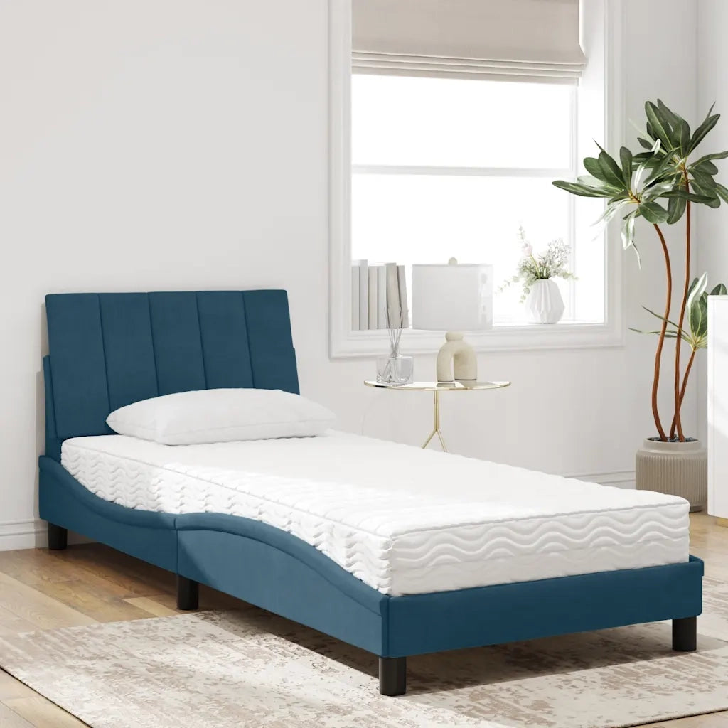 Letto con Materasso Hanko Blu 80x200 cm in Velluto