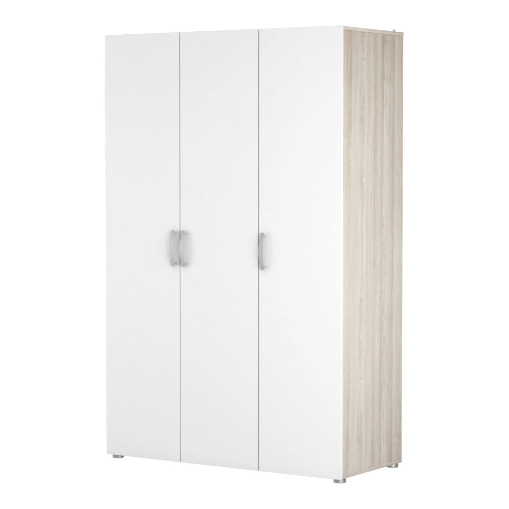 Guardaroba grande Dania, Mobile camera da letto, Cabina armadio portabiti, Armadio appendiabiti, 119x51 h185 cm, Rovere e Bianco opaco