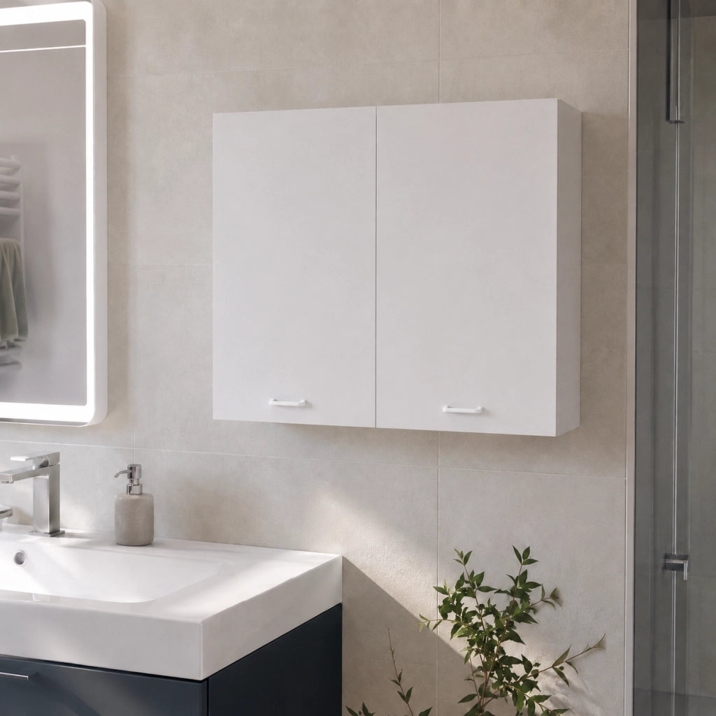 Pensile Bianco M10 Mobiletto Cucina Legno 80x34x55 cm