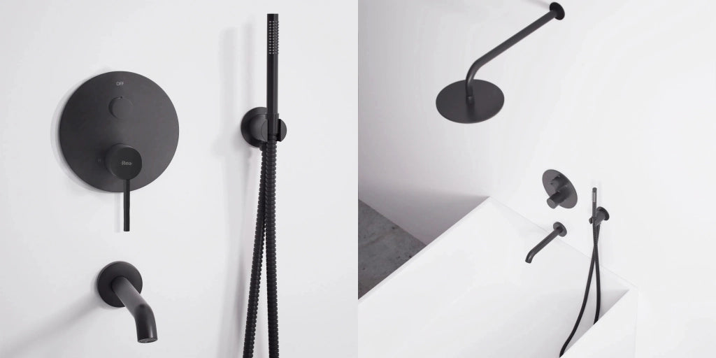 Set Da Vasca-doccia Da Incasso Rea Lungo Black + Box