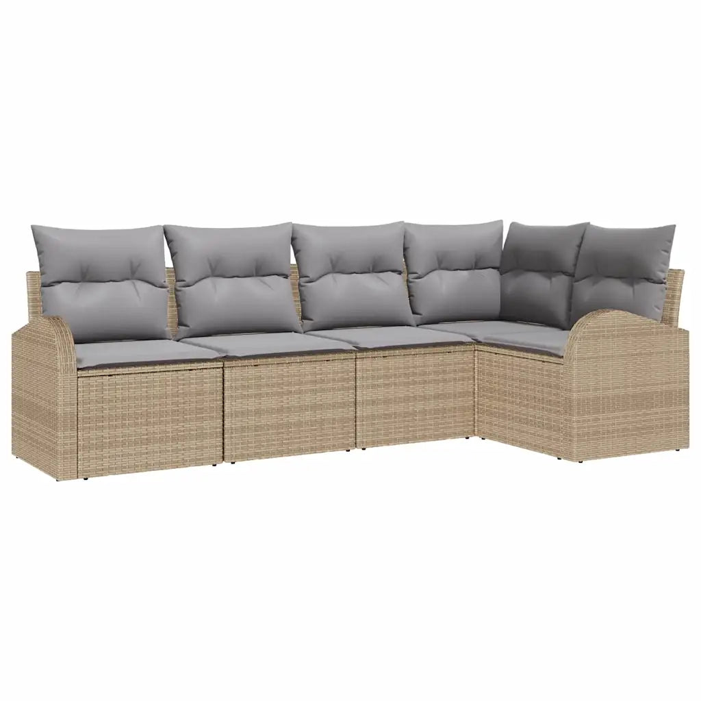 Set di divani con cuscino 5 pcs Beige Poliestere 3346040