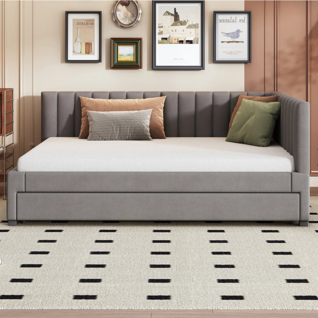 LETTO Divano letto estraibile 140x200 cm in velluto grigio