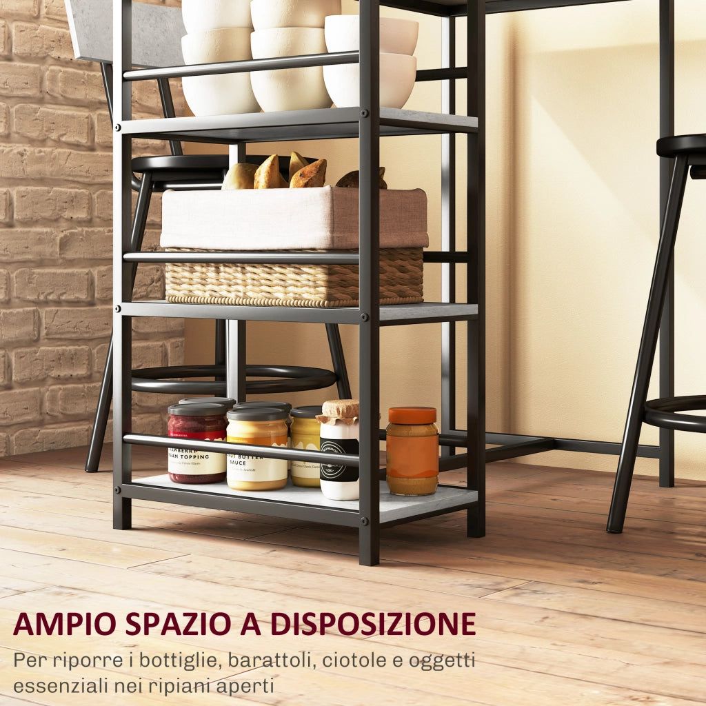 Set Sedie da Bar con Bancone ¨C Minimal ¨C Grigio Chiaro
