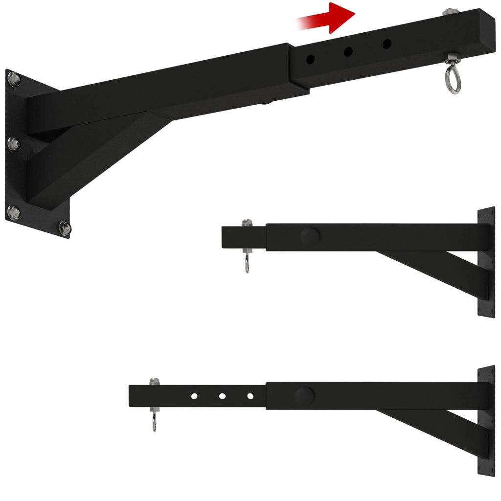 Portasacco da boxe a muro con catene e gancio regolabile ¨C Minimal ¨C Nero 45-65 cm