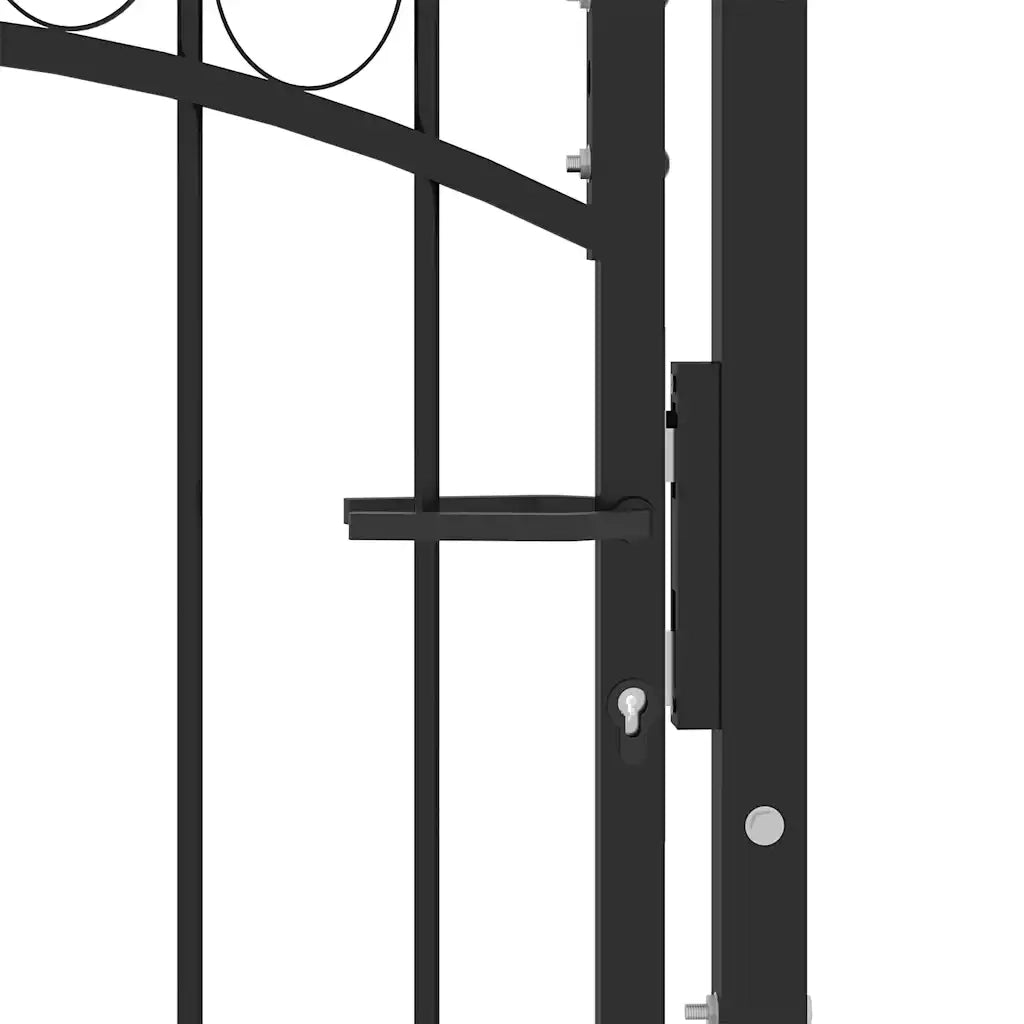 Cancello per recinzione Emmen con parte superiore ad arco in acciaio 100x98,5 cm Nero 146369
