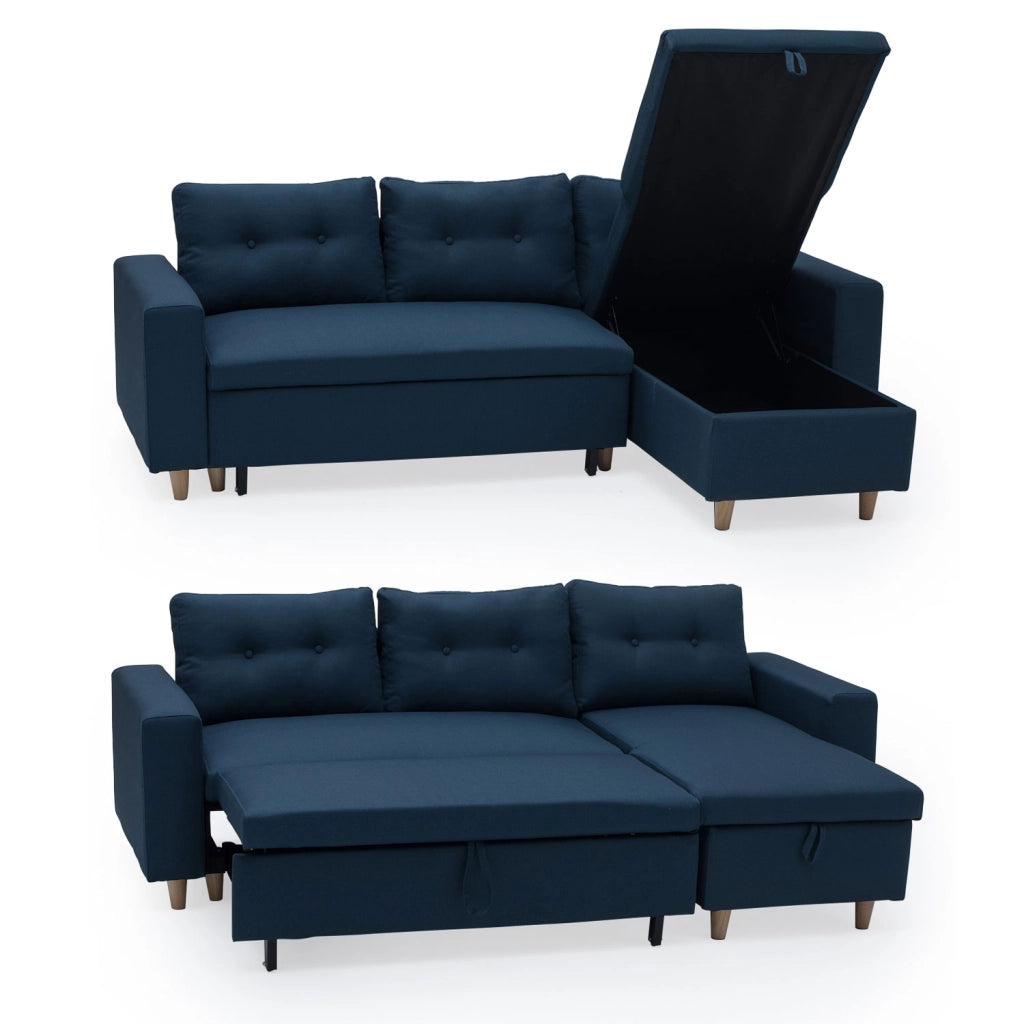 WADEDivano letto angolare a 3 posti blu