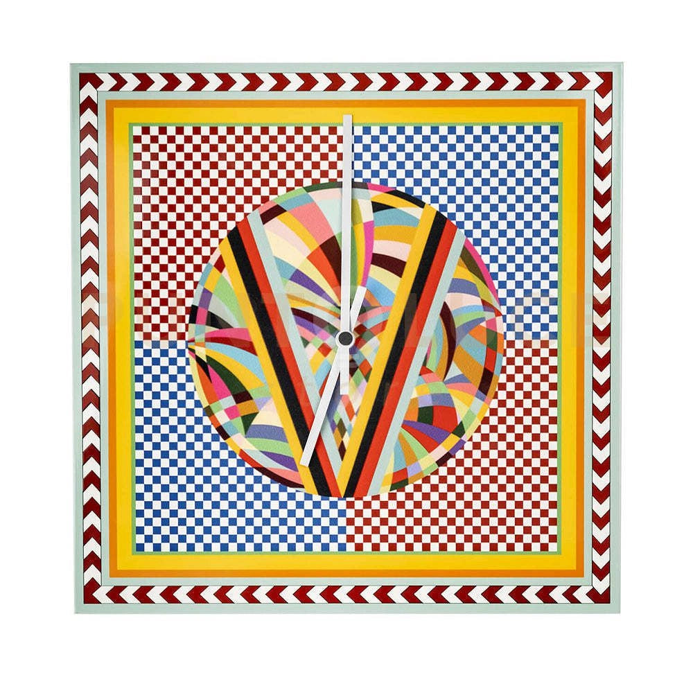 OROLOGIO GRANDE 50X50 DECOR IN CRISTALLO ACRILICO DECORATO DISEGNO RAINBOW
