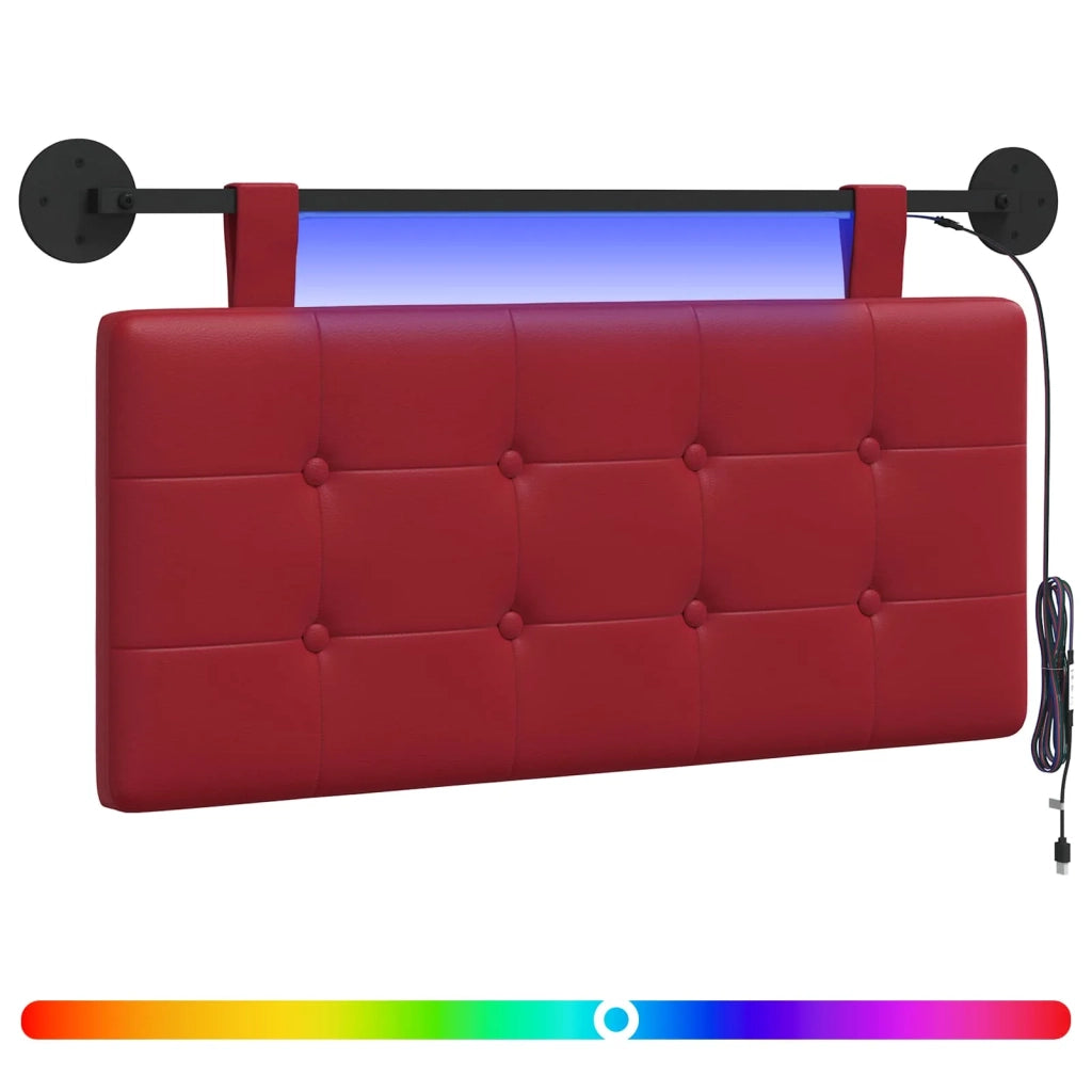 Testiera | Testata sospesa Con luce LED Rosso Vino Similpelle