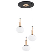 Lampada a sospensione scandinava nero/bianco legno 3xE14