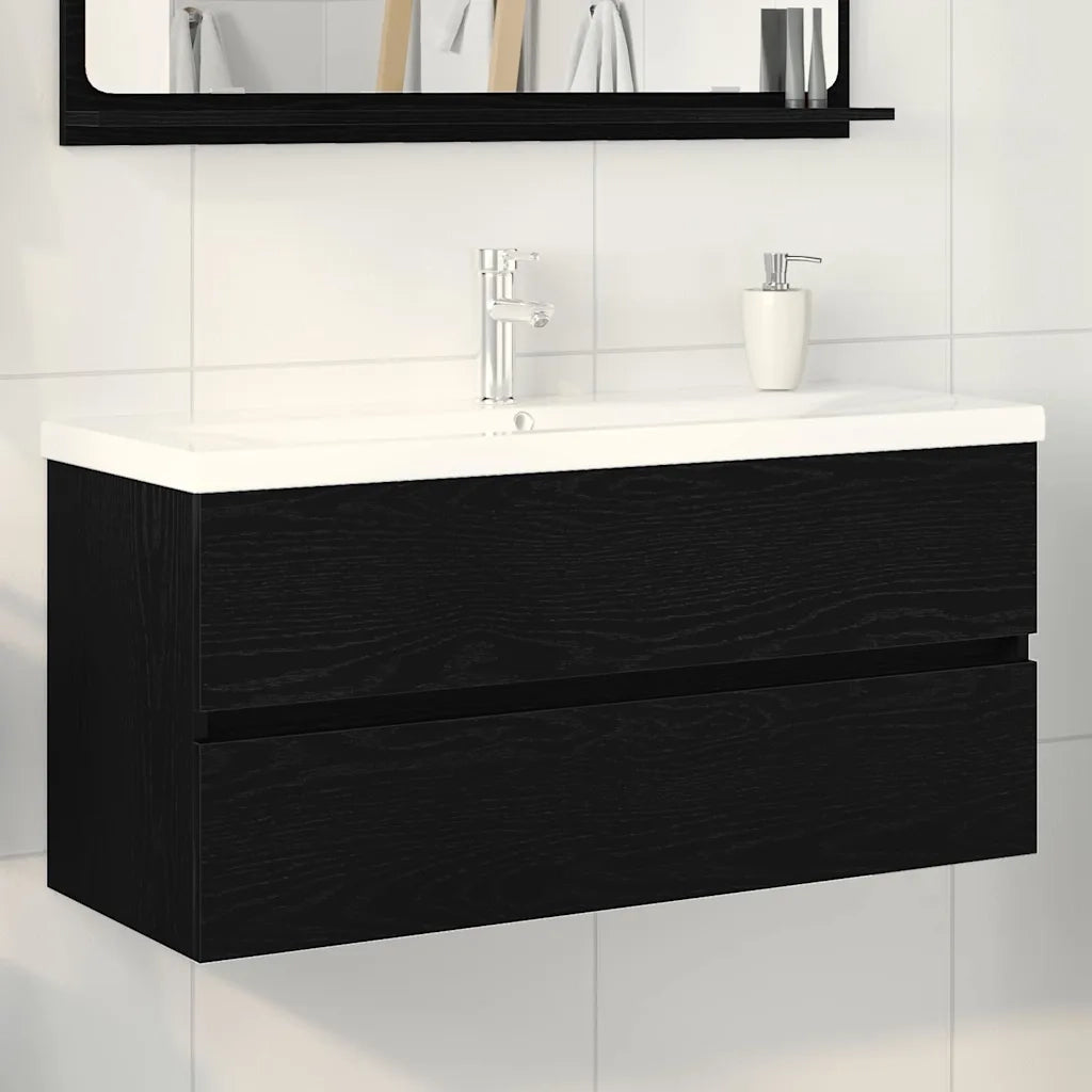 Mobile Lavabo | Armadio per Lavabo da Bagno Rovere Nero 100 x 39 x 62 cm