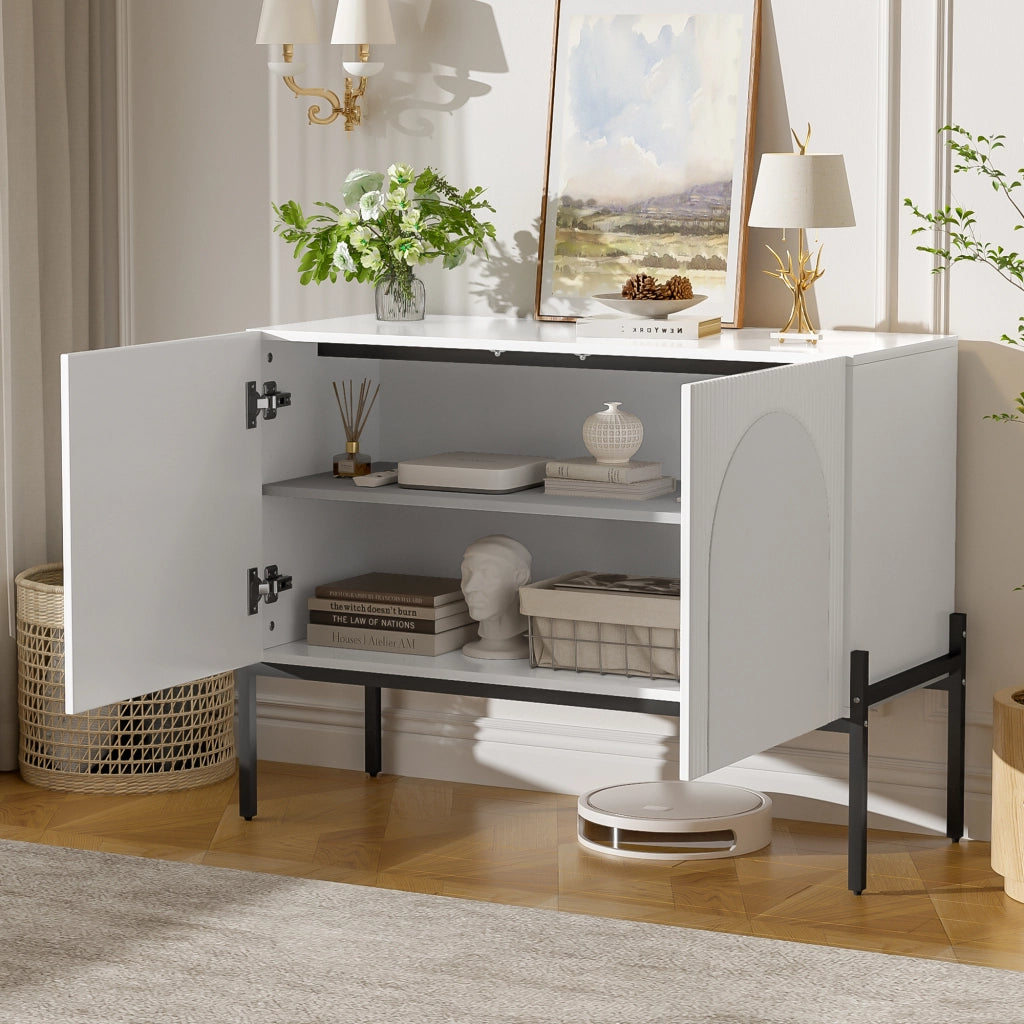 SIDEBOARD a 2 ante 100x40x75 cm in pannello di legno bianco