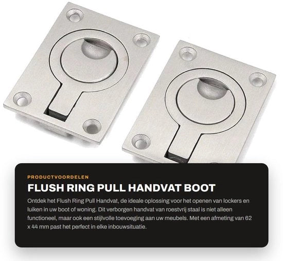 Maniglia a Pulsante Flush - 62 x 44 mm - Rafforzata - Inclusione Mobili - Incluso Kit di Viti di Montaggio - Maniglia a Tirare