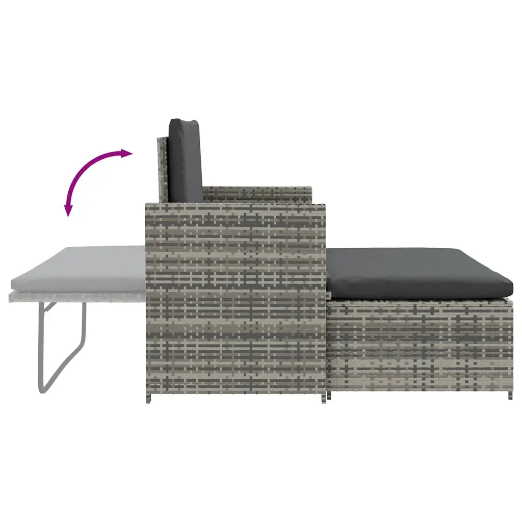 Set Divani da Giardino 2 pz con Cuscini in Polyrattan Grigio 44483