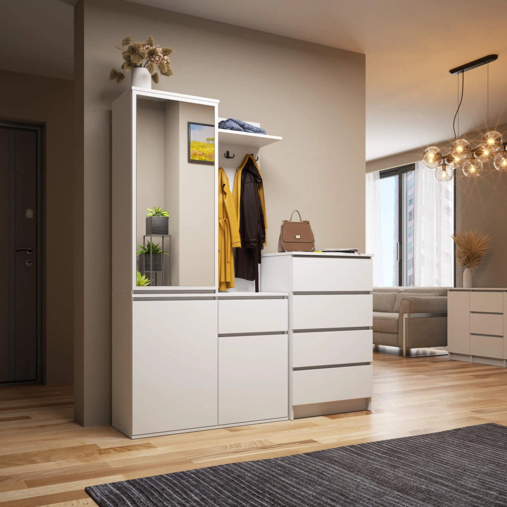 Scarpiera ingresso con appendiabiti ENTRO AKORD Bianco 95x183x35 cm