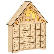 Calendario dell'Avvento in Legno con 24 Cassetti ¨C Xylo ¨C Decorazione Natalizia con Presepe e Luci, 26.6x6x30cm