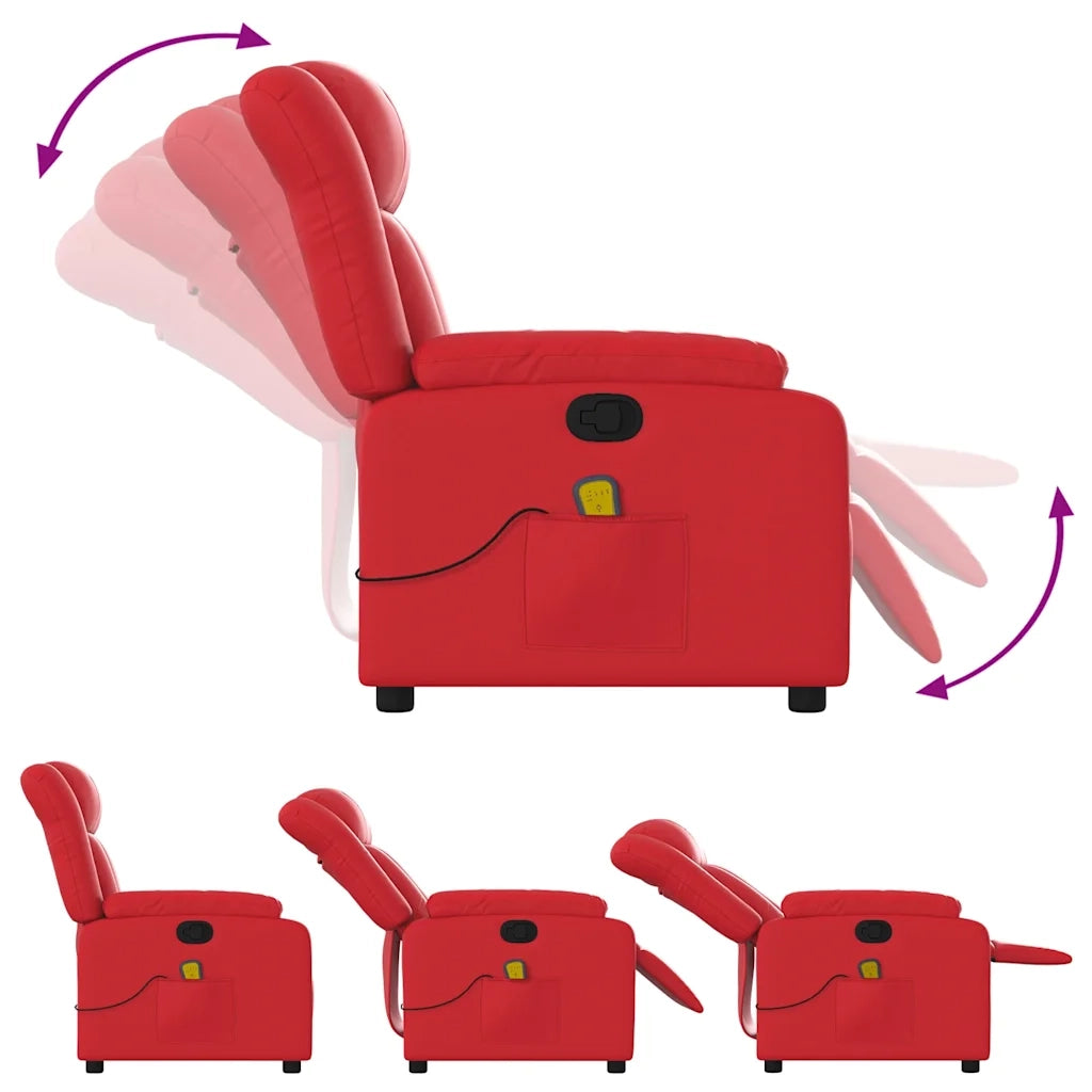 Poltrona Massaggiante Reclinabile Rossa in Similpelle 373572