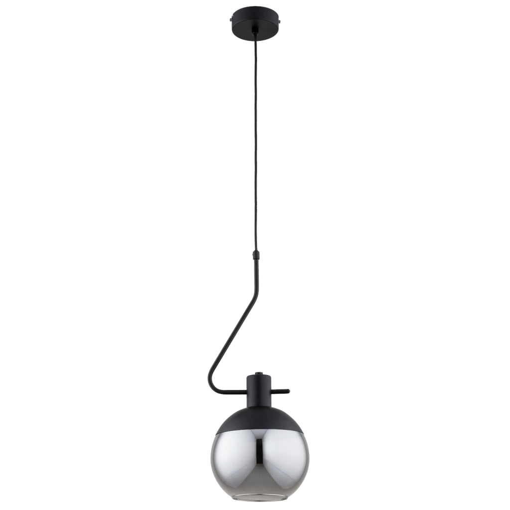 Lampada a sospensione moderna nera vetro fumé E27 Enigma