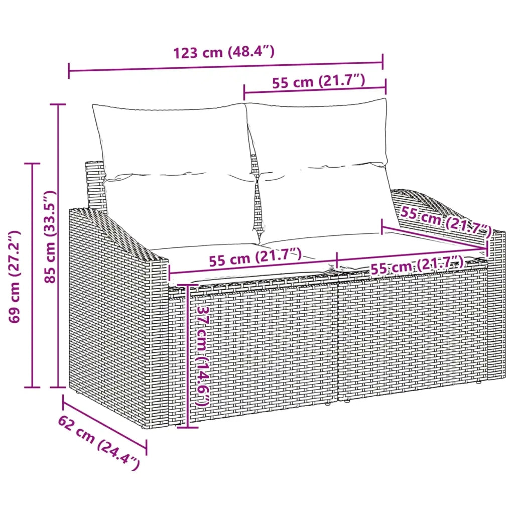 Set Divano da Giardino Beige e Crema polyrattan