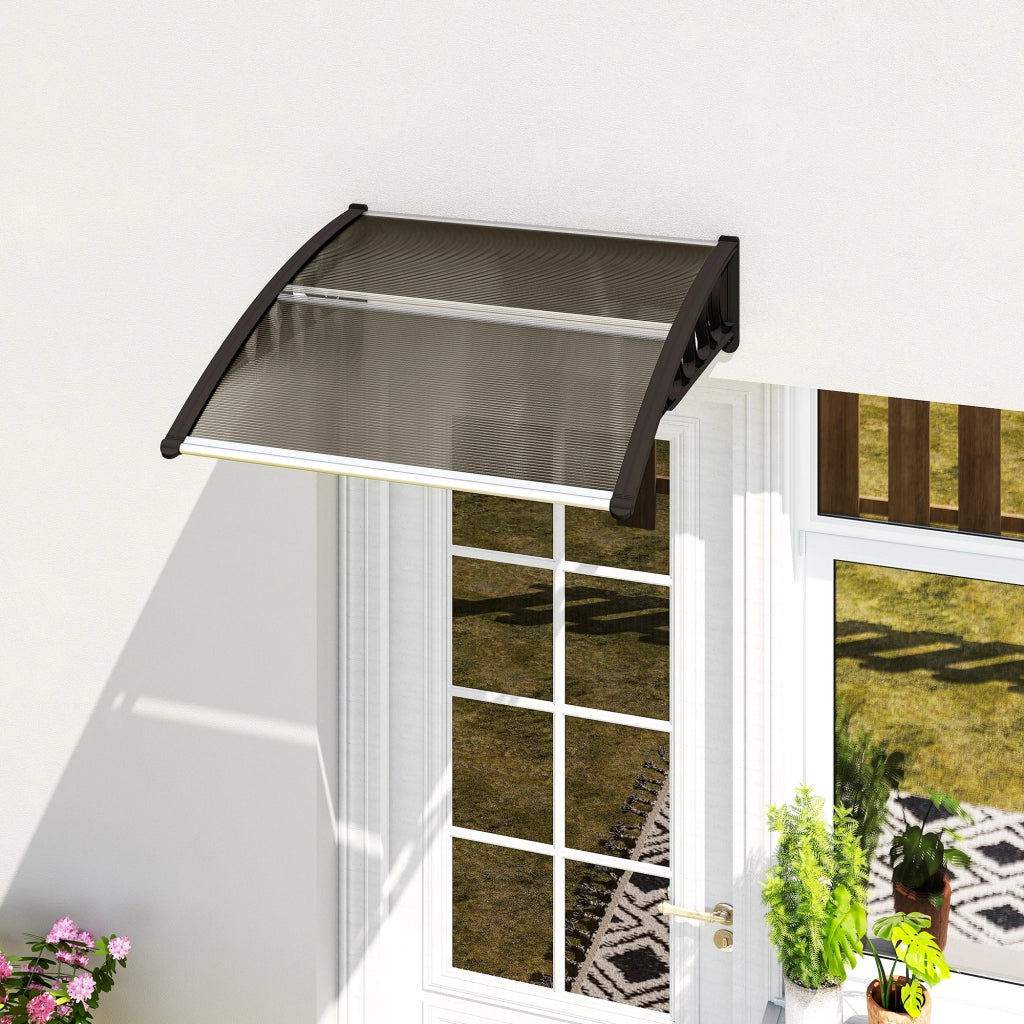 Tettoia Pensilina Policarbonato ¨C Xylo ¨C Marrone 103x96.5x27cm Esterno Porte Finestre