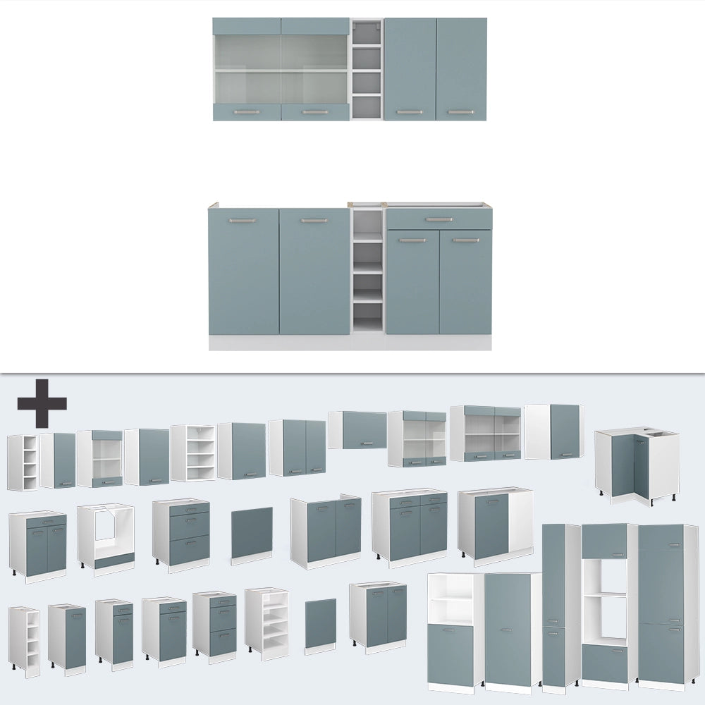 Vicco Cucina completa Blu-grigio/bianco 160 cm , PL Antracite