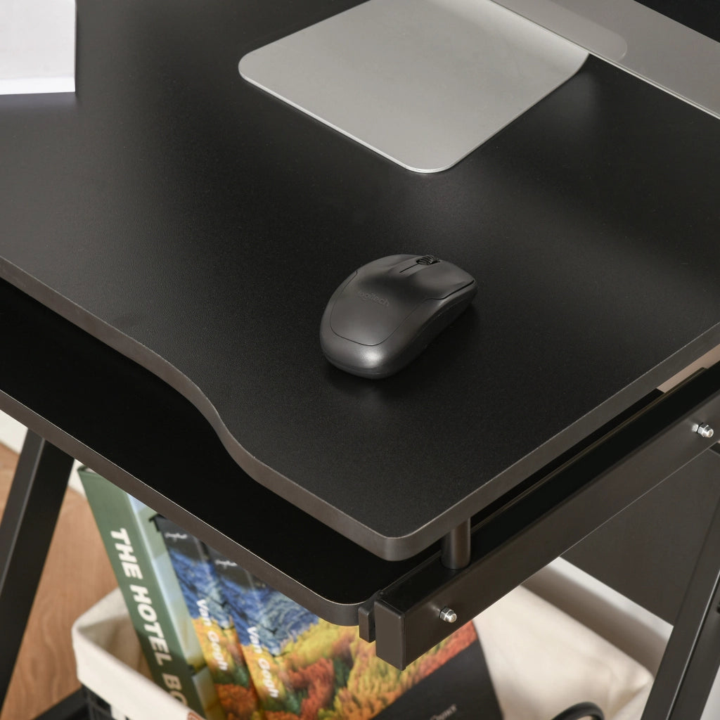 Scrivania per Computer con Cassetto Scorrevole e Ripiano ¨C Minimal ¨C Nero