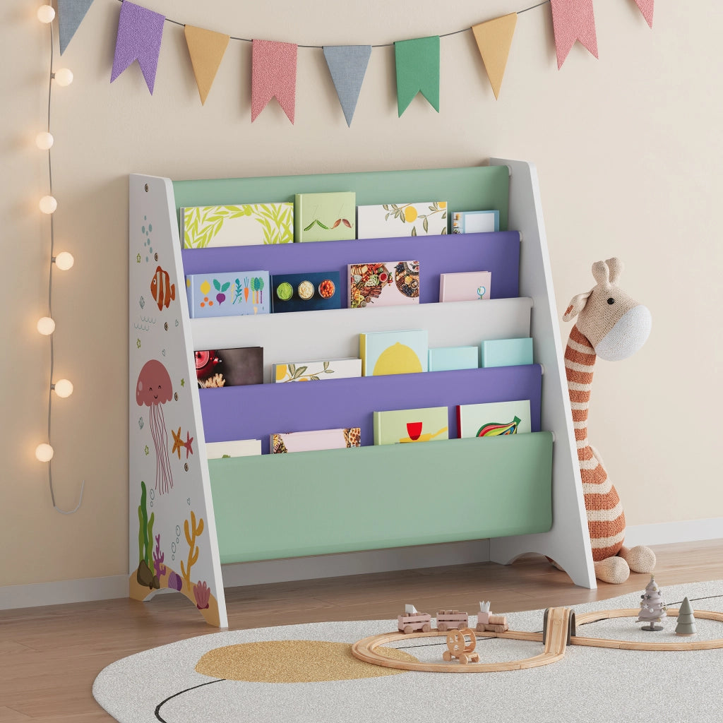 Libreria Frontale Hornnes per Cameretta 60x62x28 cm Design Aqua Dream [en.casa]