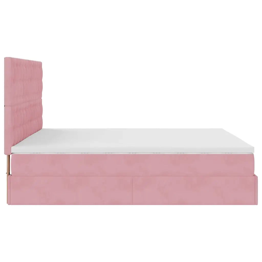 Struttura Letto Pouf con Materassi Rosa 180x200 cm Velluto 3314485