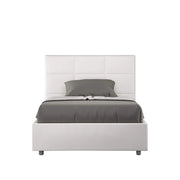 Letto una piazza e mezza con rete imbottito 130x210 similpelle bianco Mika