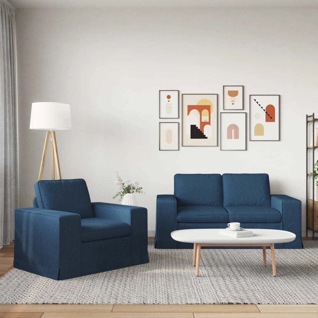 Set di divani 2 pcs Blu 162 x 80 x 82 cm Tessuto 3407506