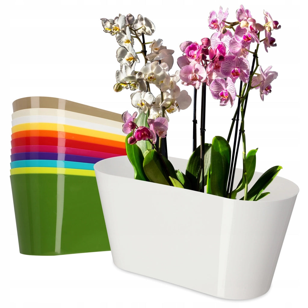 Vaso da fiori KADAX, vaso per fiori, coperchio in plastica, 27 cm, supporto per fiori, balcone, bianco