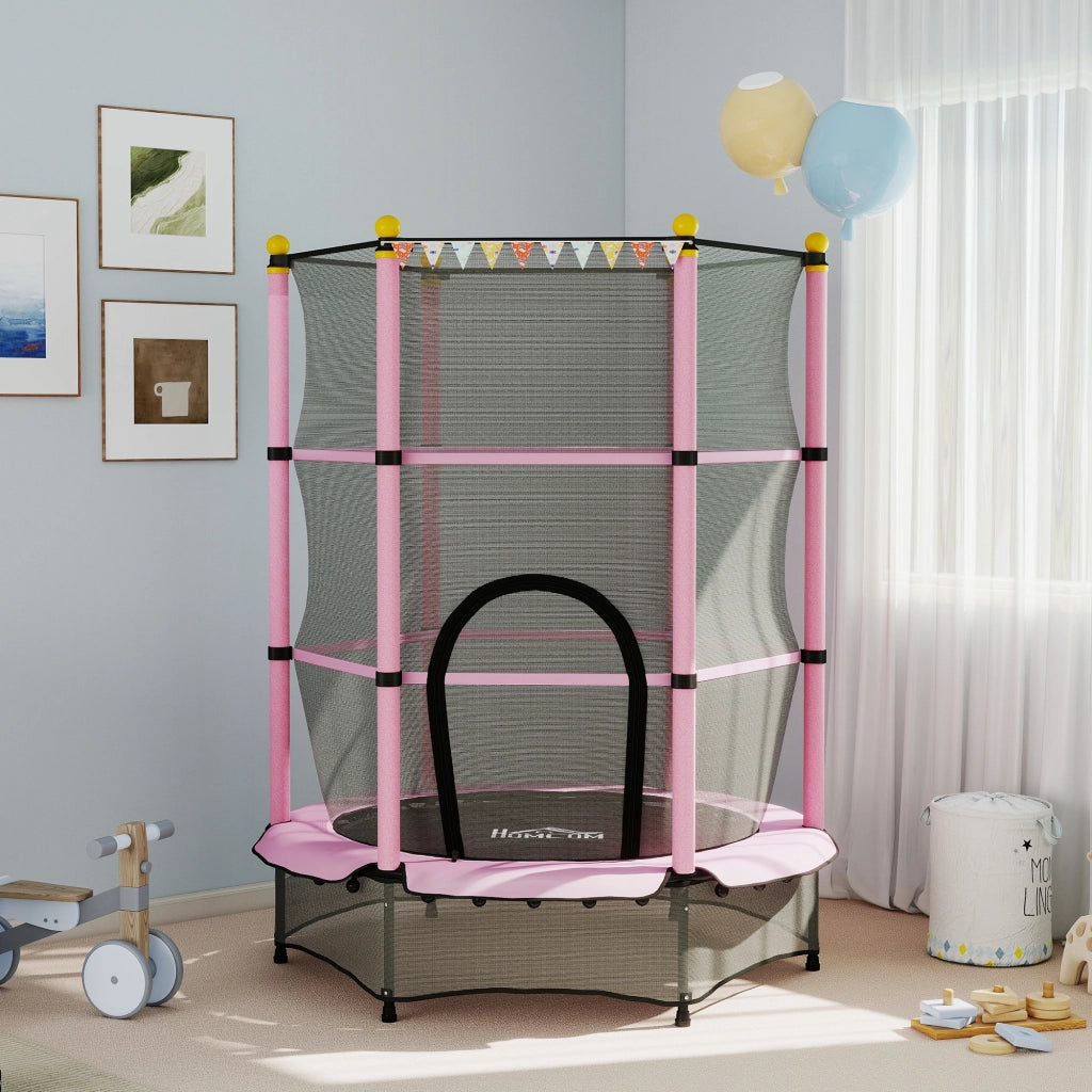 Tappeto Elastico per Bambini ¨C Xylo ¨C Rete Sicurezza, ?140x190cm, Rosa