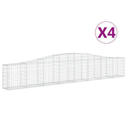 Set di 4 gabbioni ad arco per recinzione gabbia o muro di contenimento 400 x 30 x 60/80 cm ferro zincato argento 02_0041487